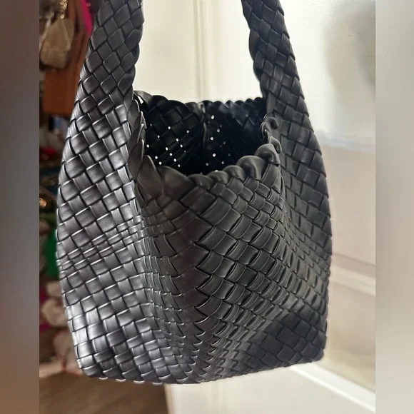 Elegant Black Woven Mini Tote Bag - Picture 5 of 10